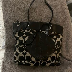 Coach Stylish Black and Gray Women's Tote Bag
